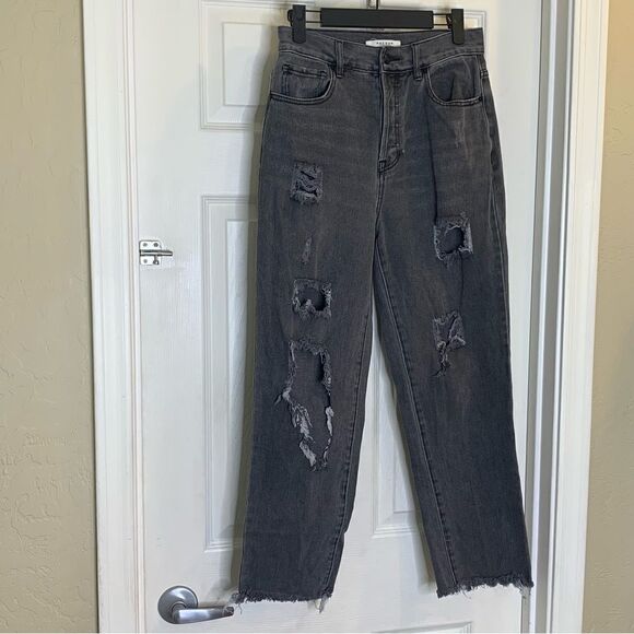 Pacsun Distressed High Rise Straight Jeans Charcoal Size 26 - Picture 1 of 10